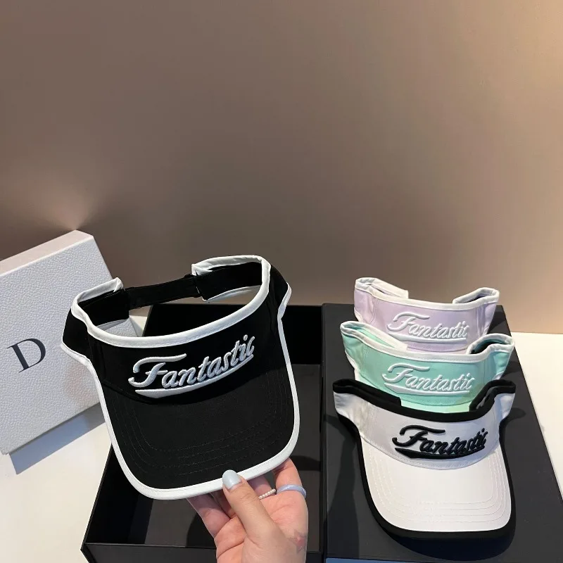 

Women's Sun Visor Lightweight Running Hat Embroidered Letters Adjustable Ponytail Hole Outdoor Fitness Beach Cap Free Shipping​​