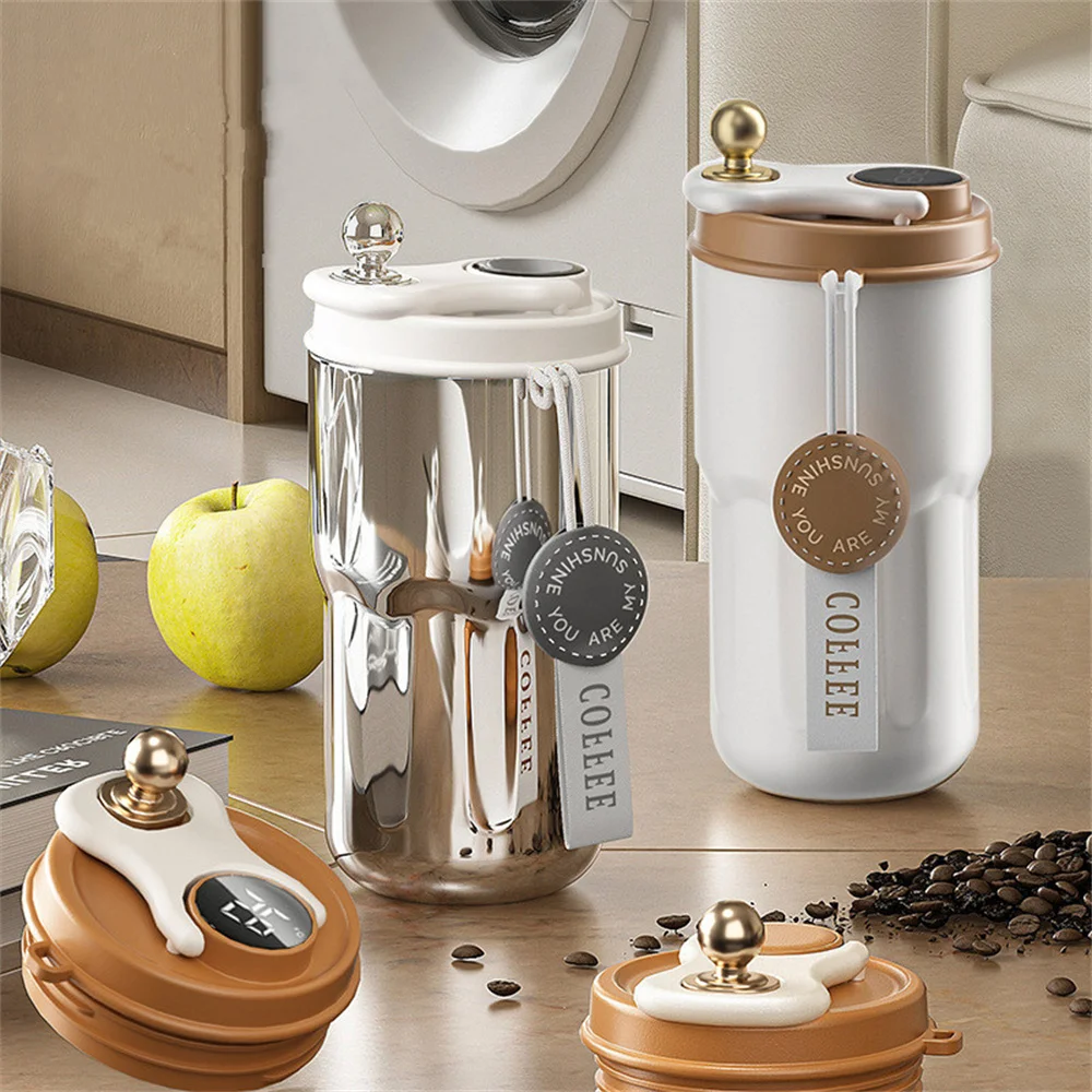 450ml Stainless Steel Smart Insulation Coffee Mug Portable keeps Cold And Heat LED Temperature Display Leakproof Vacuum Mug