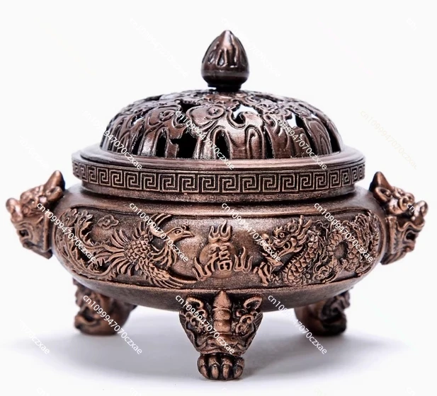 

Retro Dragon-phoenix Incense Burner, Resin Fire Protection 3-Legged Censer, Cone/coil Incense Burner, Home Fragrance Ornaments