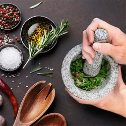 Household Grinder Pressing Garlic Mashed Garlic Mashing Pot Jujube Wood Pounding Garlic Stone Mortar Manual Mashing Medicine Pot