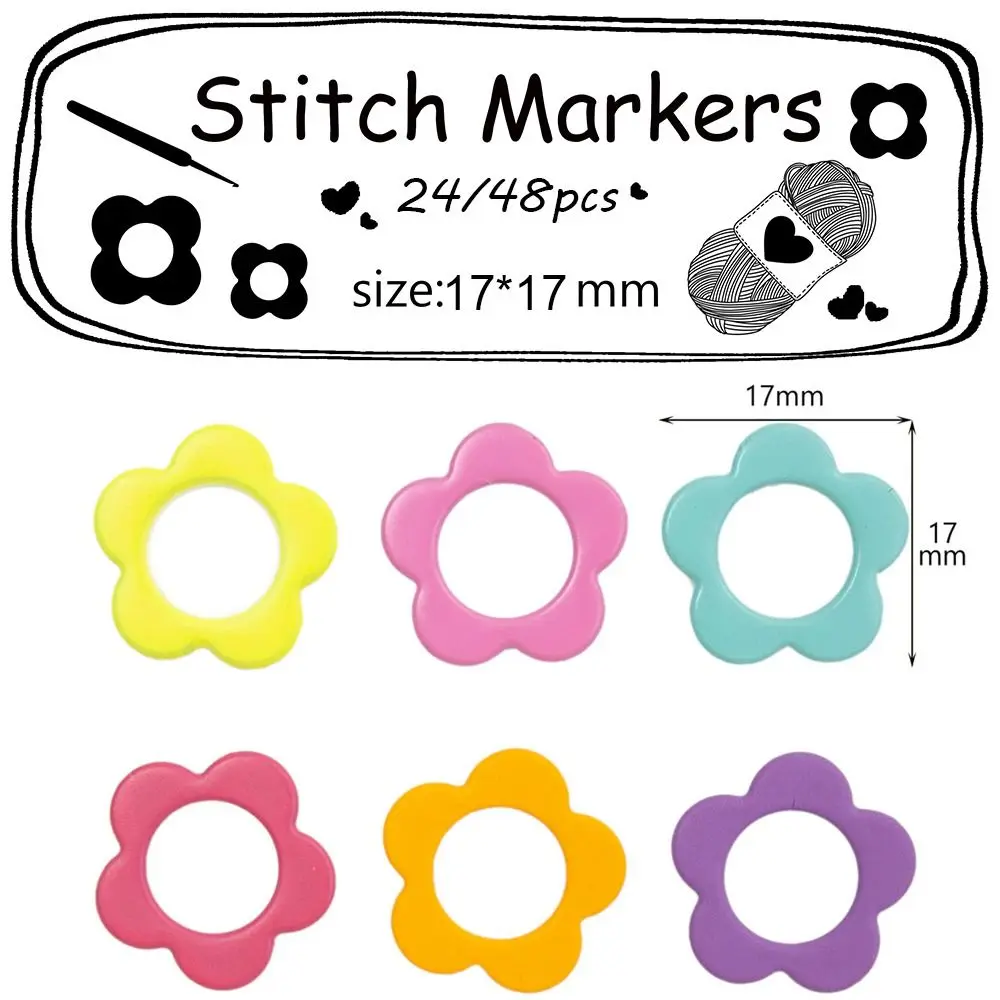 Locking Stitch Markers  for Locking Flower Shape Multicolor Crochet Stitch Lock Knit Needle Clip Sewing Tool Accessories