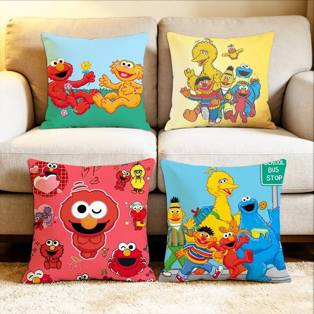 Cute cartoon S-Sesame Streee Various Sizes Square Pillow Case For Car Home Bedchamber Decor