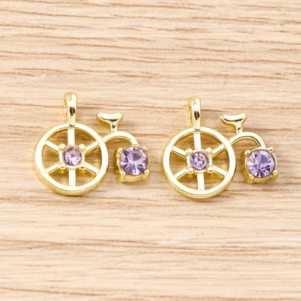 Tusember 5 Stück Niedliche Kristall-Metall-Fahrrad-Charms Perlen Anhänger für Halsketten Ohrringe Armbänder DIY Schmuckherstellung Zubehör – Detail 1