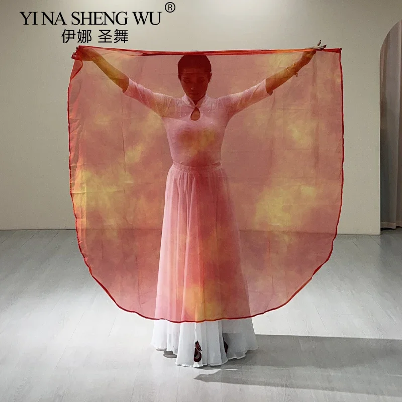 Drapeau demi-rond de danse du ventre 140x140cm, ailes de drapeau en mousseline de soie, accessoires de Performance avec bâtons, accessoires de danse pour femmes