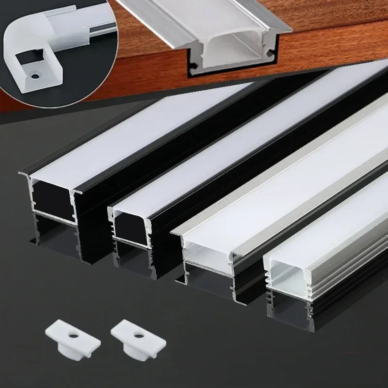 Led Aluminum Profile U/YW-Style Recessed With Milky PC Cover LED Line Bar Strip Lights Garden Square bar Kitchen Home Decor