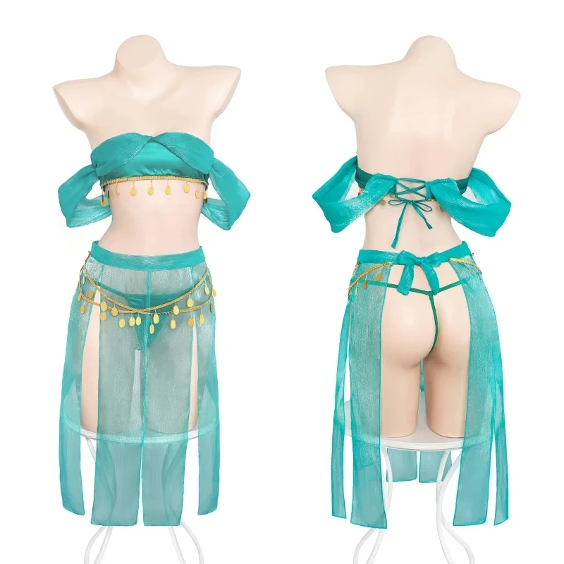 Porno Bar Party Green Hanfu Lingerie Sexy Princess Women Chiffon Temptation Erotic Uniform Ancient Dance Stage Cosplay Costumes