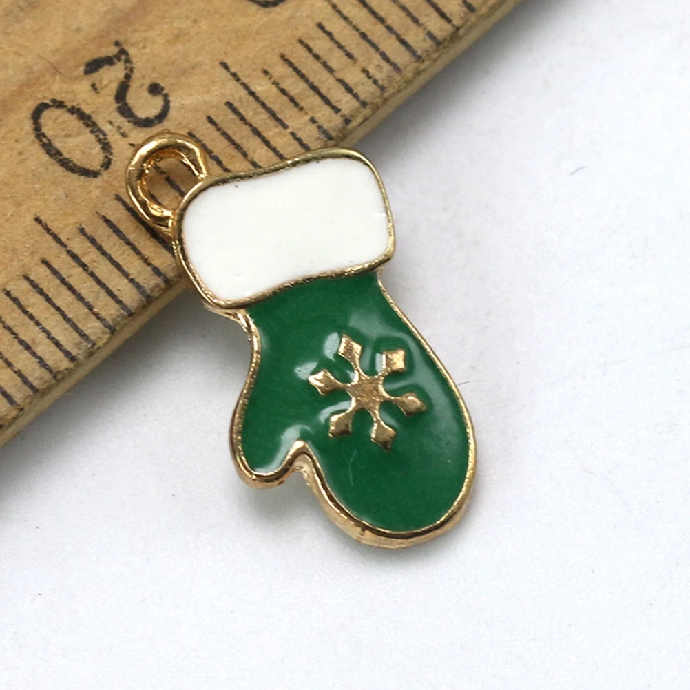 

10 Pcs Christmas Glove Pendant DIY Jewelry Making Accessory Pendants Alloy Charm Cartoon Charms Colorful