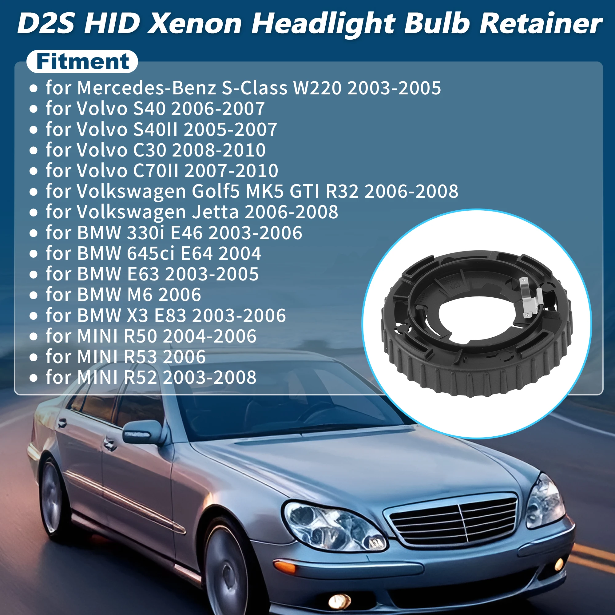 UXCELL D2S HID Headlight Bulb Retainer for BMW E46 E64 E63 X3 E83 for Volvo 1300290120