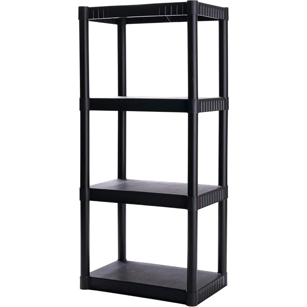 

Пластиковые полки для хранения с 4 полками, 48 x 23 x 14 дюймов, вместимость 200 фунтов, полки для кладовой, офиса, шкафа и гаража, легко собираются,