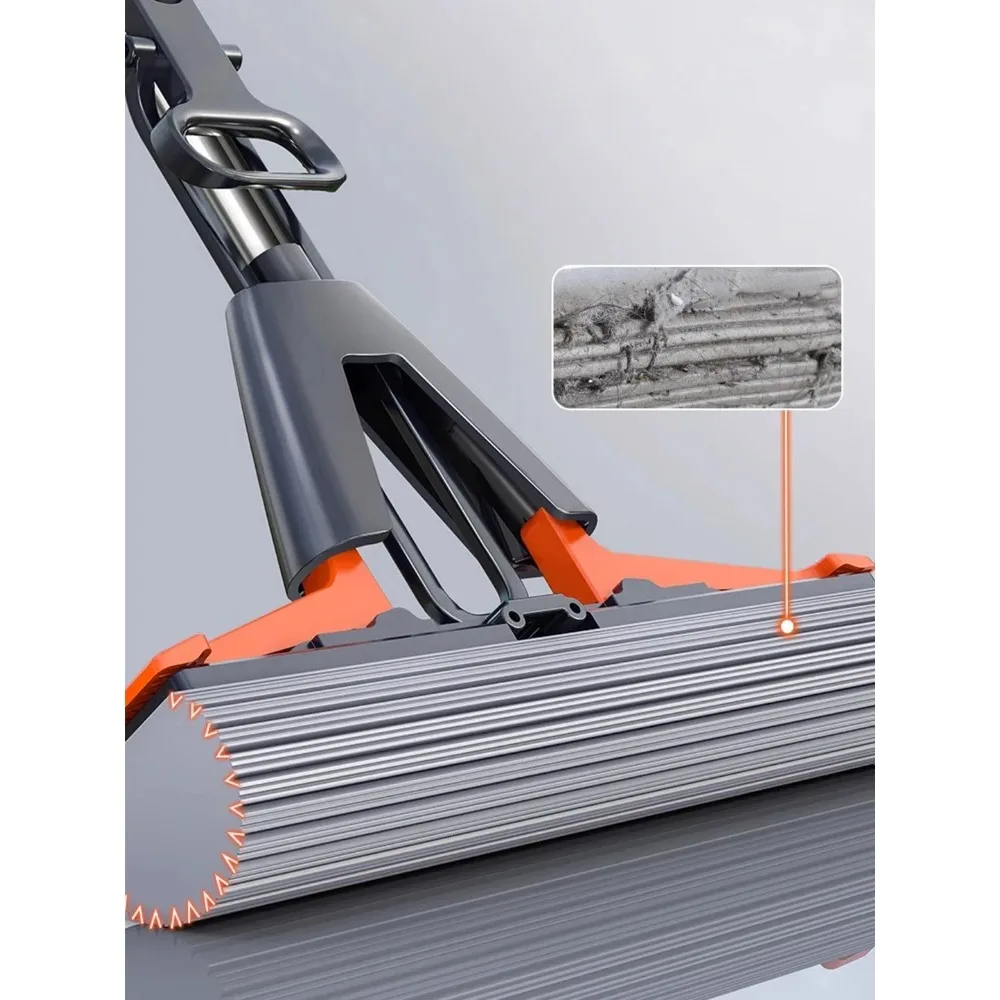 Foldable Hand-Wash Cotton Mop with Replaceable Cotton Head, Suitable for Home Tile and Wood Floors