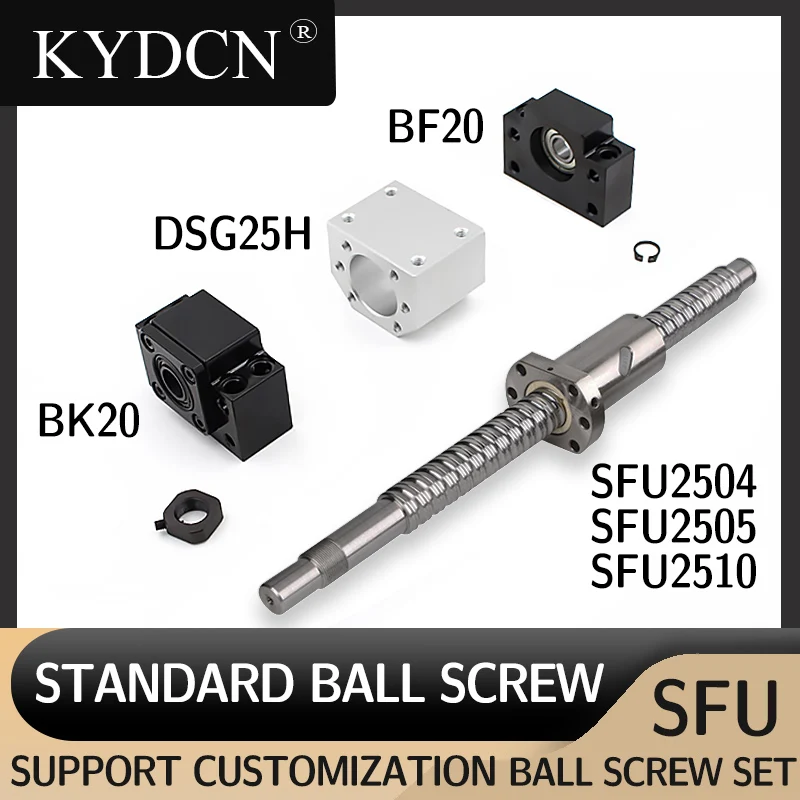 

Conjunto de parafuso esférico sfu2504, 2505,250mm, 300, 350, 500, 550mm, bk/bf20, carcaça de porca esférica