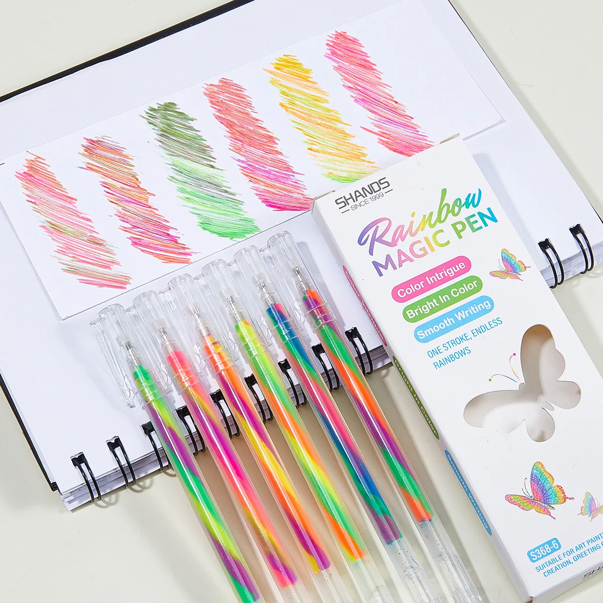 18pcs rainbow gradient pen set - 1.2mm spiral gel pens for students, perfect for drawing, journaling, and note-taking