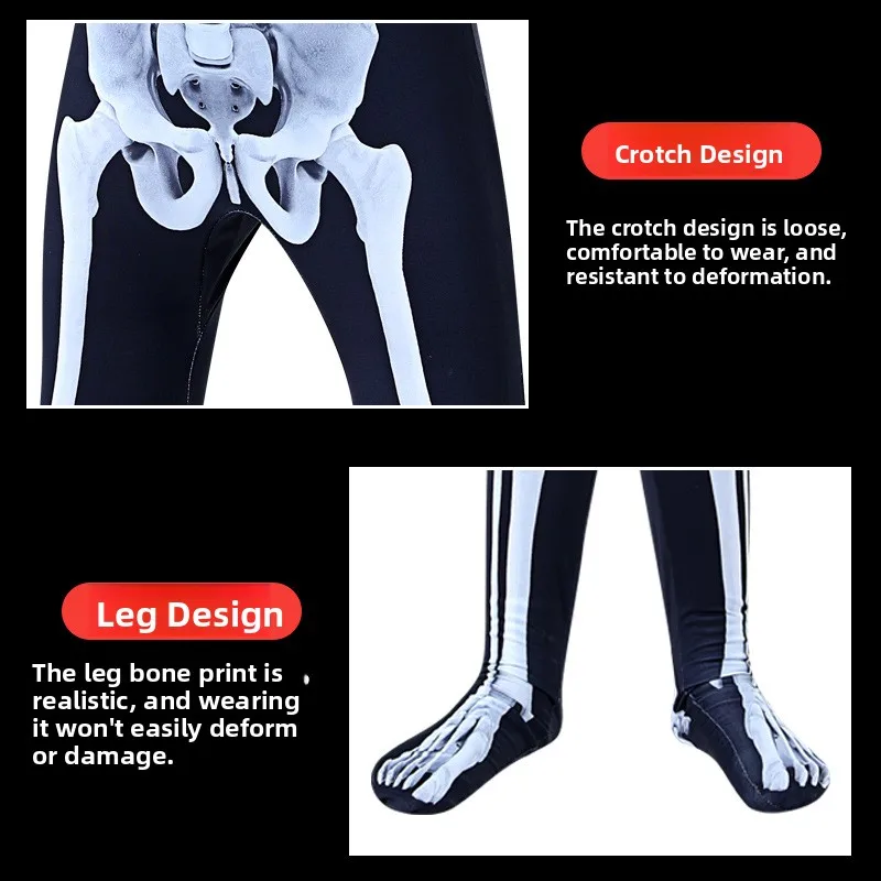 Costume da scheletro per bambini Completo spaventoso Set di tute Performance loween Costume Prop Set di abiti per spettacoli teatrali