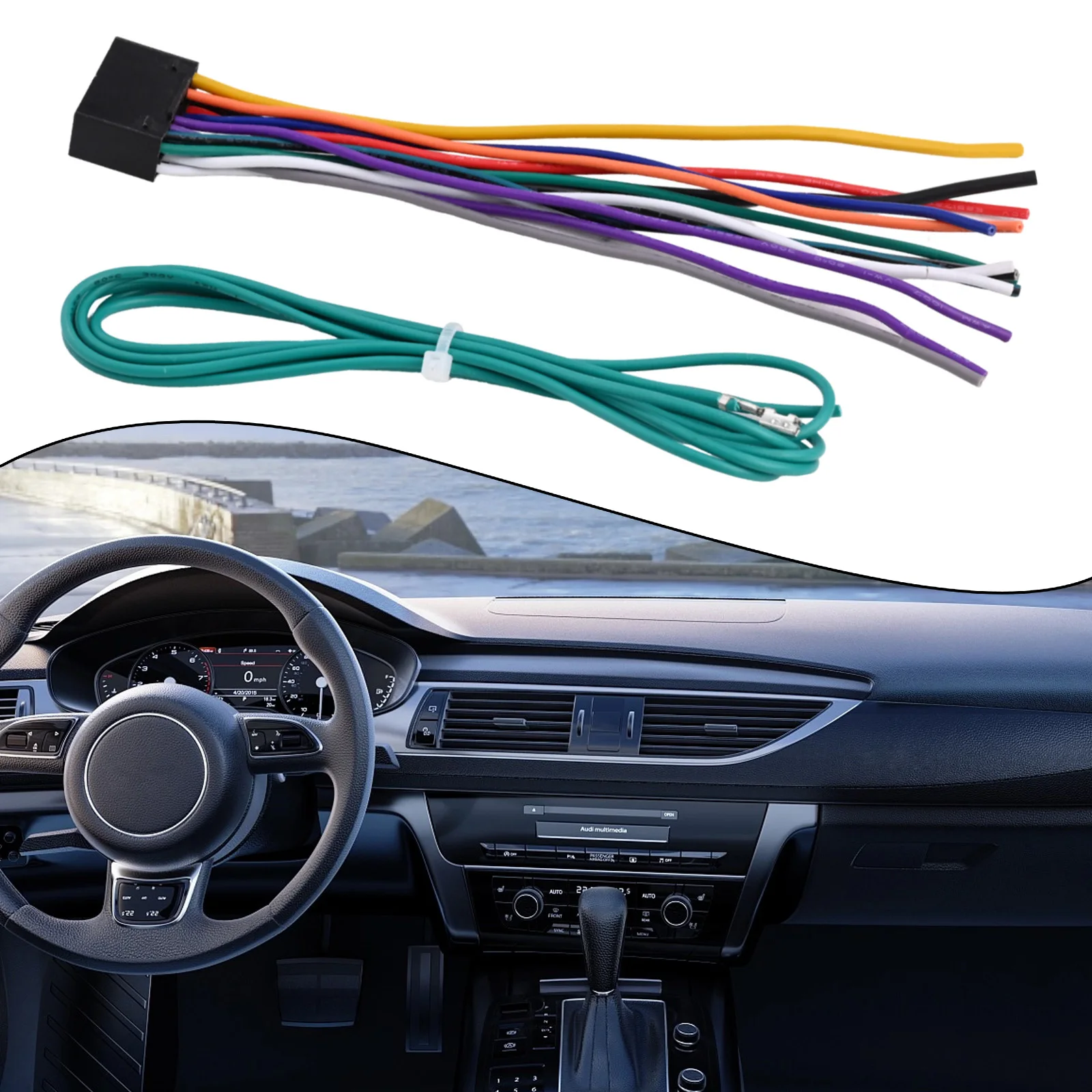 

16-Pin Connector Cable Radio Wiring Car Audio Installation Reliable Audio Signal Secure Connection Sturdy Construction