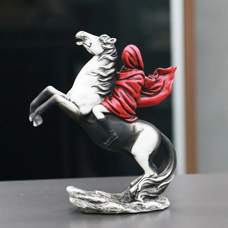 Riding Horse Statue - Modern Art Sculpture Home Decor Accents Resin Crafts Collectible Figurines Ornament, Living Room Durable