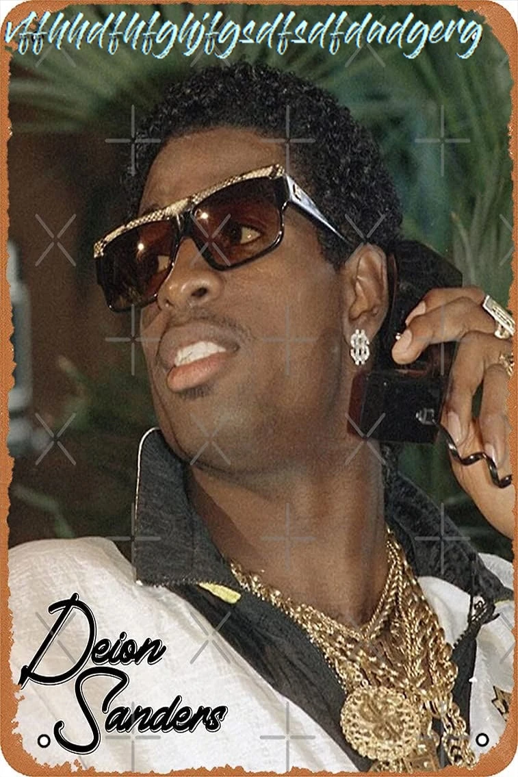 Vintage Deion Sanders Poster Metal Tin Sign 8X12 Inches Man Cave Retro Vintage Wall Decor Art sign