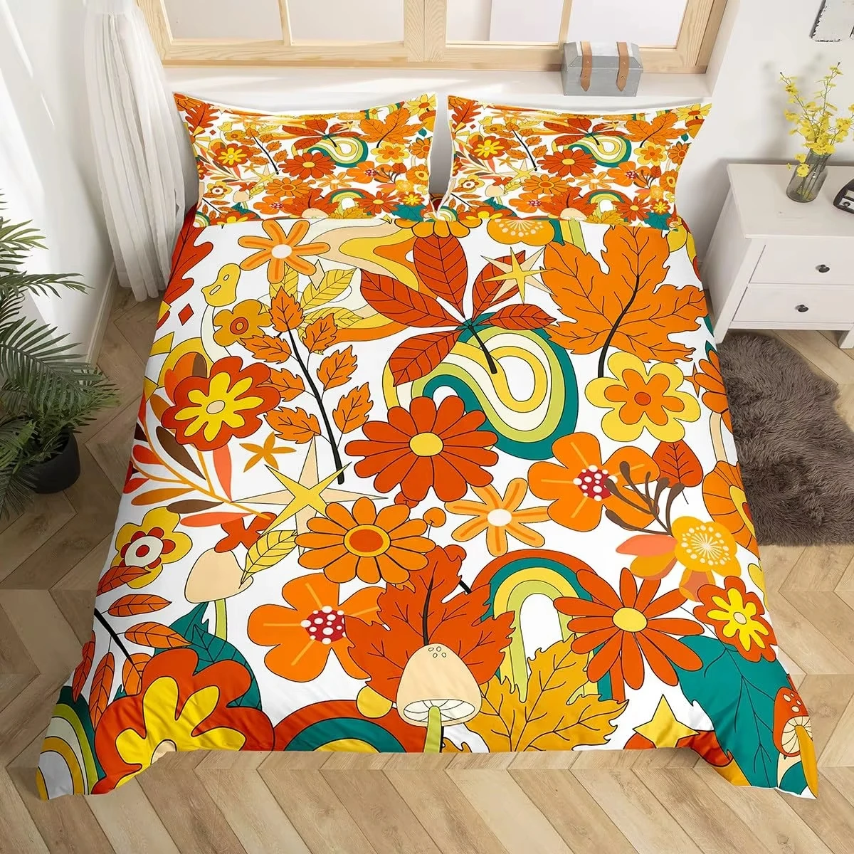 Groovy Bettbezug Queen Retro H – Aesthetic Floral Duvet Cover Bewertung und Preis