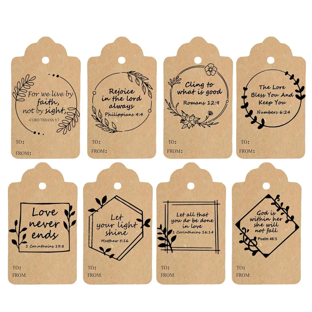 Jesus Faith Gift Tags 3.15x2Inch Bible Verse Labels Christmas Inspirational Kraft Tags Scripture Inspirational Hang Tags 40Pcs