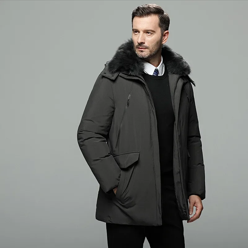 Canada Fashion Winter Jacket for Men Down Coat Parkas Men's White Goose Down Jacket Puffer Padding Detachable Fur Collar HYX0018