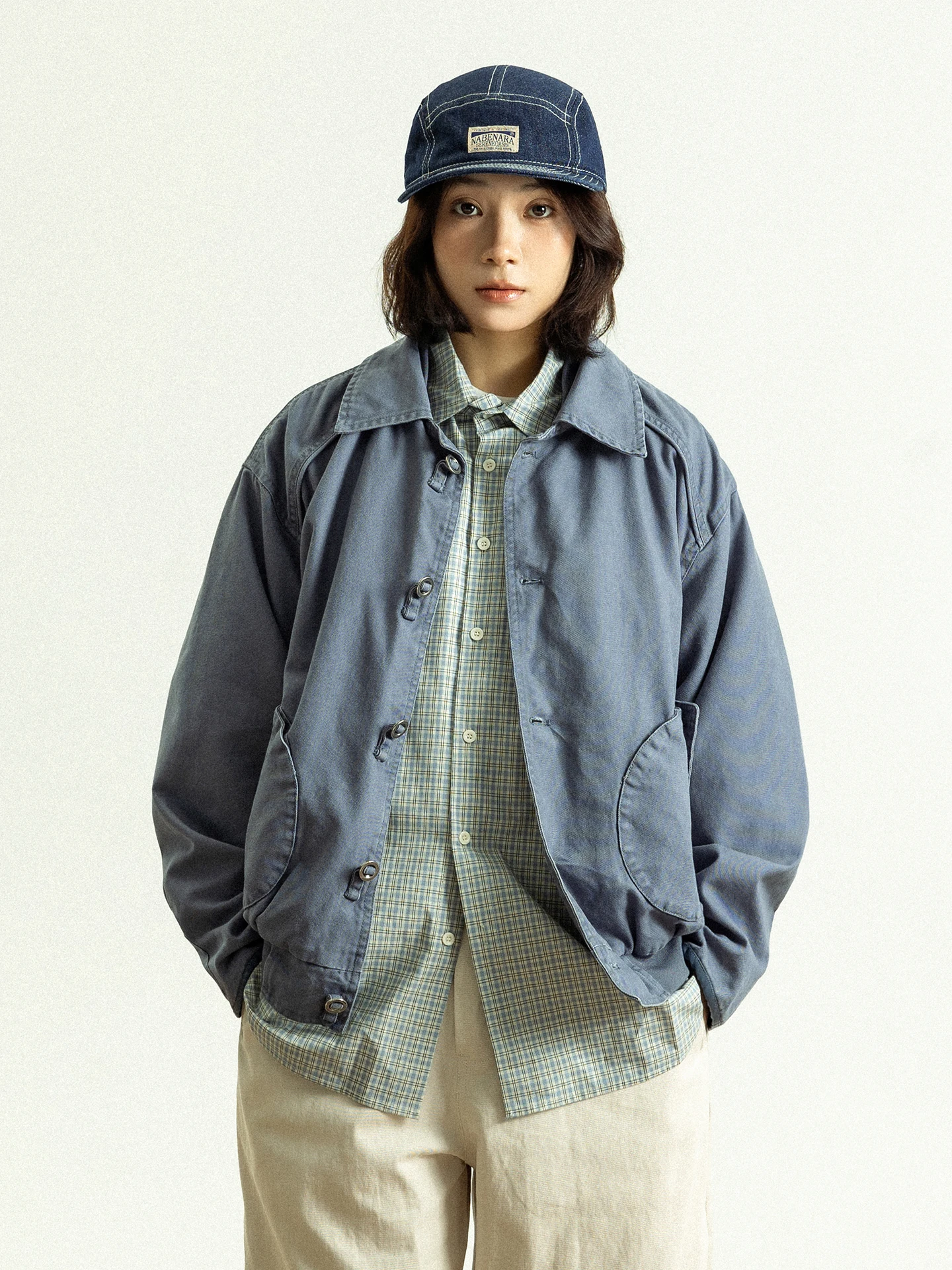

GoodNorth Vintage Style Button-Up Casual Work Jacket Loose Fit Unisex Cotton Spring Outerwear Men's Women's Fashion