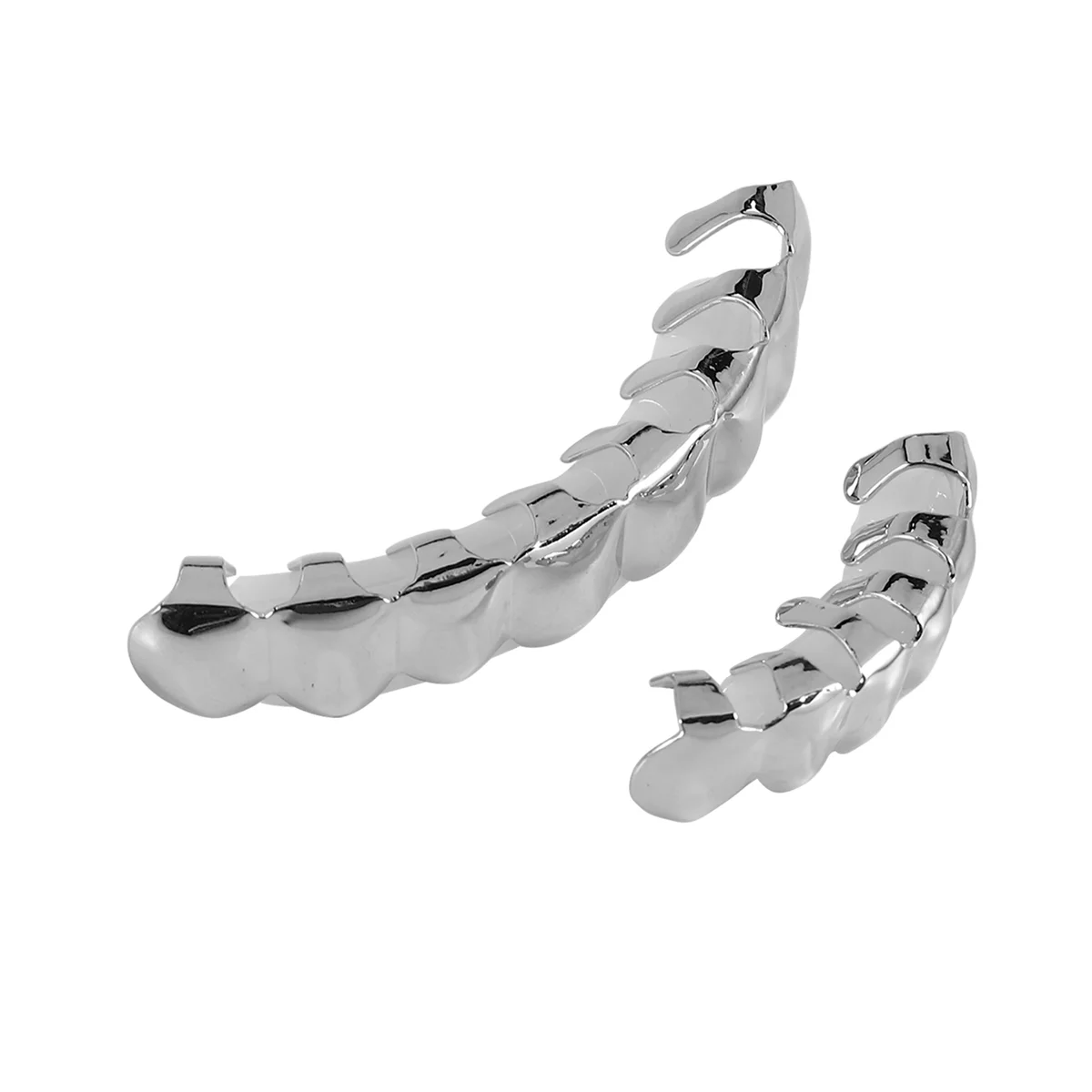 جديد الهيب هوب الأسنان مجموعة أعلى أسفل الفم الأسنان الشوايات الأزياء القابلة للإزالة شوايات الأسنان مجوهرات (فضي + أبيض)