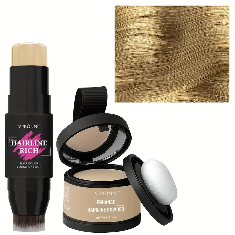 2 Stuks Haarlijn Schaduw Poeder Met Haarkleur Pen Set, Direct Verbergen Haarlijn & Haarwortel, Snelle Dekking Haarlijn Poeder Filler