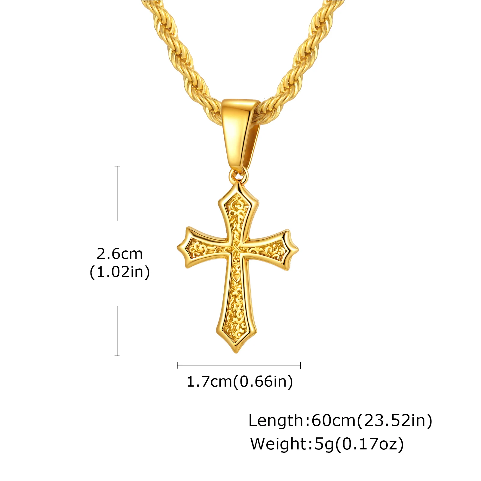 Kreuz-Anhänger-Halskette für Männer und Frauen, 50/55/60 cm Edelstahl-Halsbänder, christliche klassische schicke Schmuckgeschenk