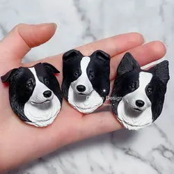 Border Collie Dog Head Silicone Mold Soap Aroma Plaster Clay Animal Dog Birthday Avatar Fondant Mold DIY Car Air Vent Decor