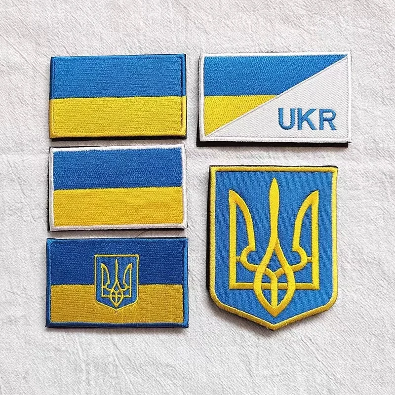 Ukraine Trident Embroidery Patch Backpack Hook and Loop Tactical Stickers Patches for Clothing Military Accessory Appliques