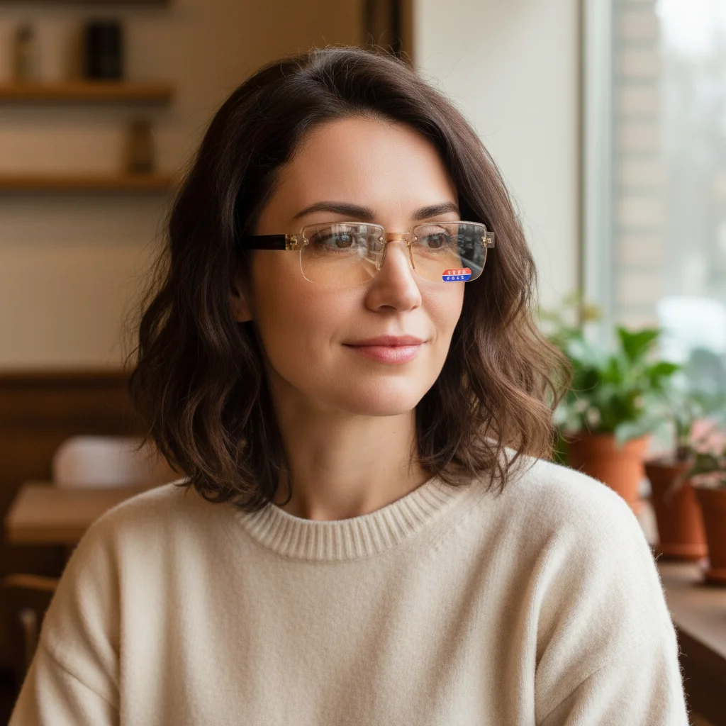 PC Smart Zoom Reading Glasses Frameless Design Lightweight Anti Blue Light Glasses Eyestrain Relief Comfortable Fit