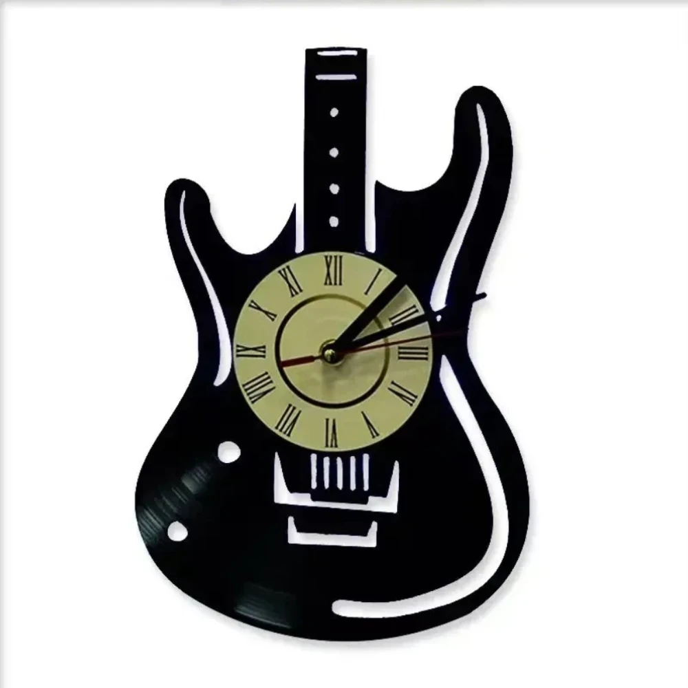 Creativity Vinyl Record Wall Clock Modern Design Music Theme Guitar Clock Wall Watch Home Decor Musical Instruments Gift