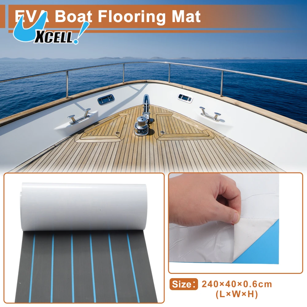 Uxcell 2400x400x6mm Boat Flooring Strip Cut EVA Foam Deck Mat Sheet Non-Slip Pad for Boat Yacht Marine Surfboard Paddle Board
