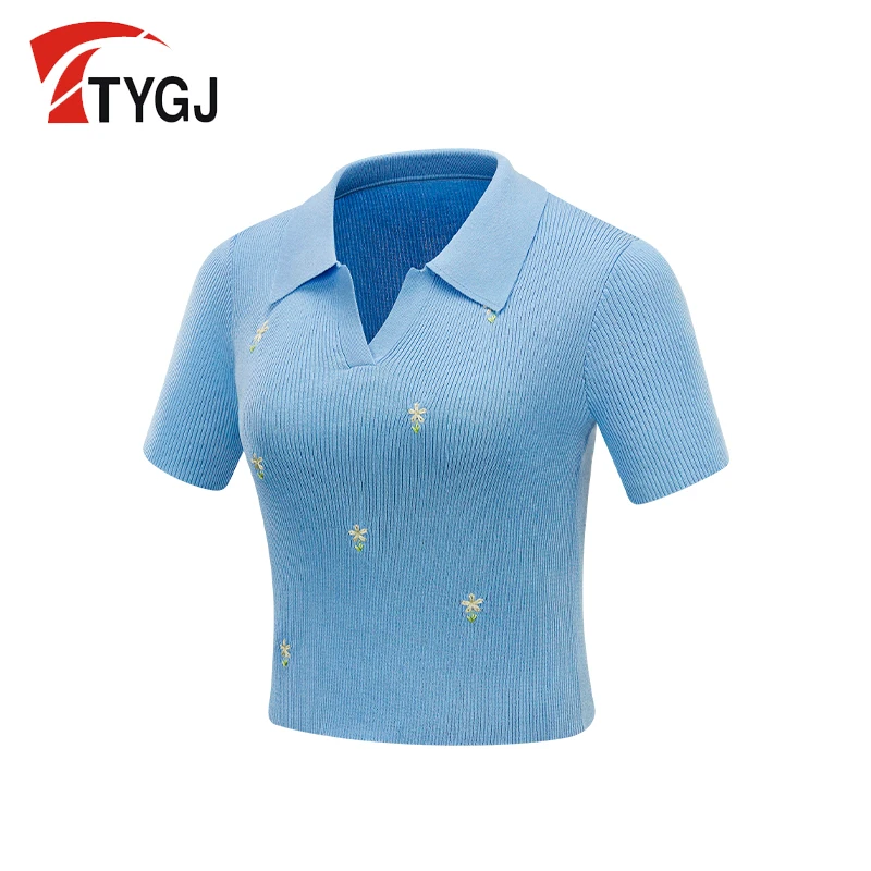 Ttygj Damen Golf tragen Kurzarm Golf T-Shirts Frühling/Sommer schnell trocknende kurze Strickwaren Polos hirt für Outdoor-Sportarten