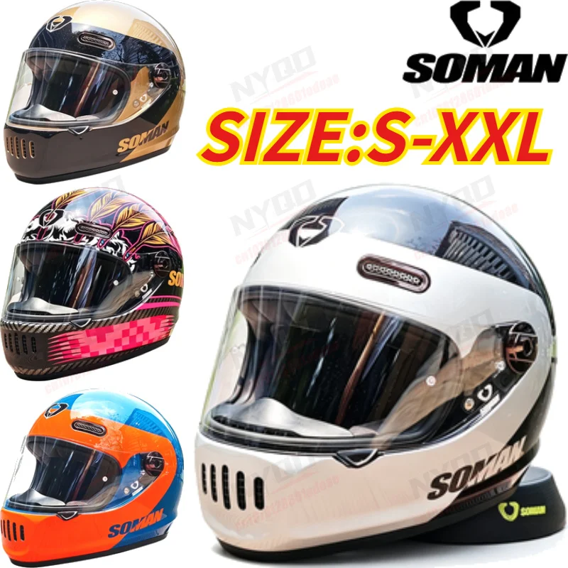 

SOMAN Retro DOT Certified Full Face Helmet, Personalized Motorcycle Safety Helmet for Riding, Casco Moto Casque