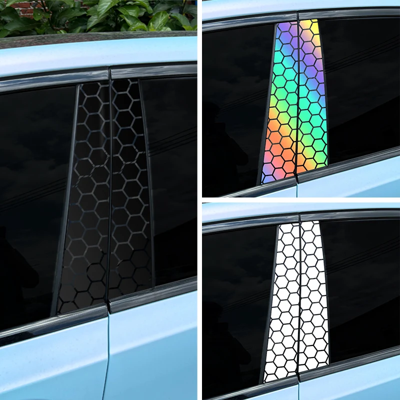 1PC Honeycomb Car Stickers Auto B Pillar Waterproof Decoration Cover Scratches DIY Car Doors Pillar Sunscreen Vinyl Decals