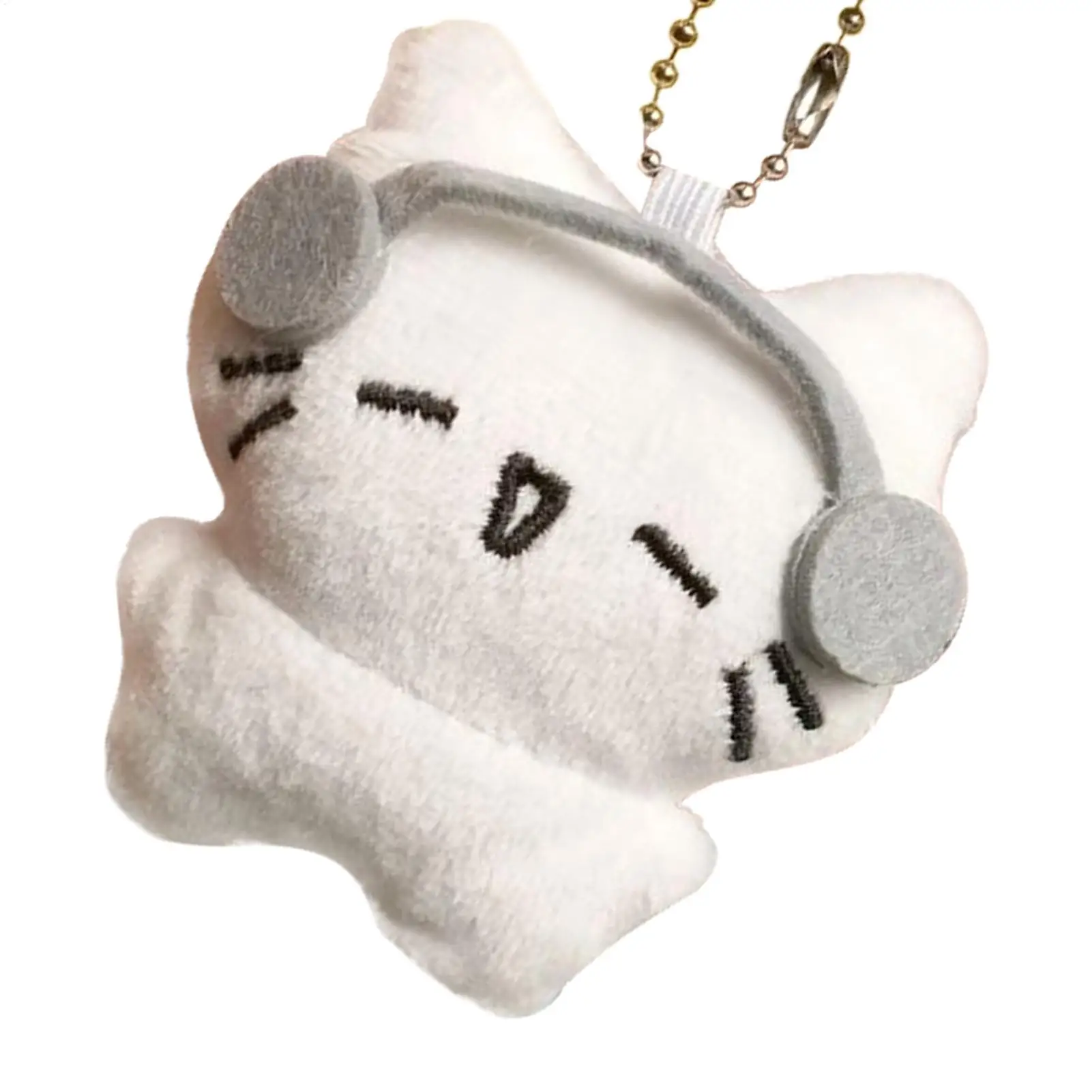 Cute Plush Cat Keychain Headphones Cat Doll Charm Bag Pendant Couple Gift Kid Backpack Decoration Cartoon Kitten Toy Accessories