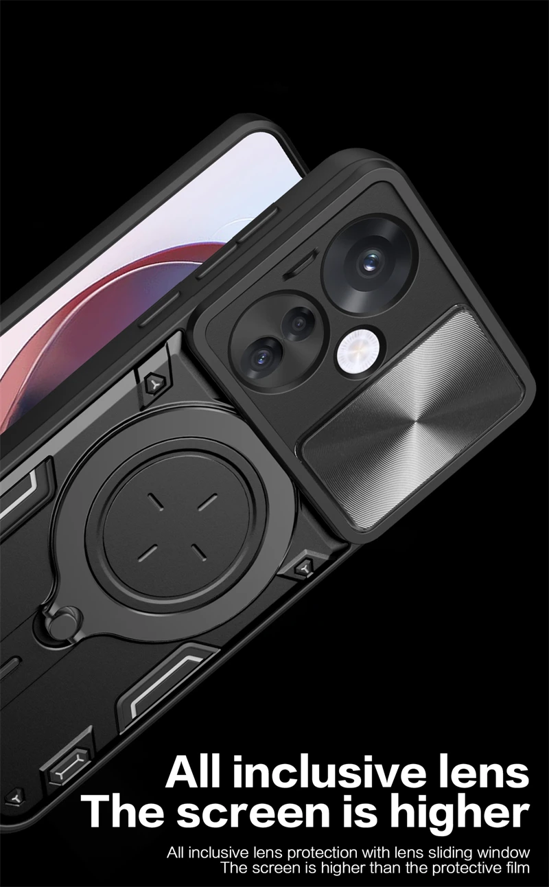 For Oppo Reno11 F 5G Case Magnetic Ring Holder Phone Coque For Orro Opo Reno11F Reno 11F 11 F F11 5G Slide Lens Armor Back Cover