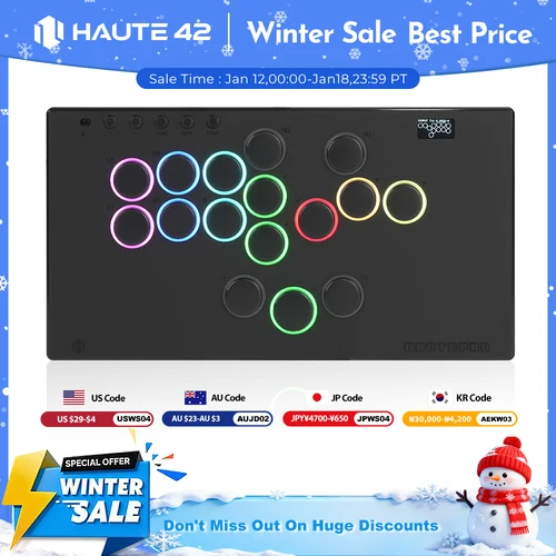 Controlador sin palanca Hitbox espejado Haute42 E16 para PC/PS4/PS5/interruptor/controlador de palo Arcade de vapor Joystick Hitbox Fightstick