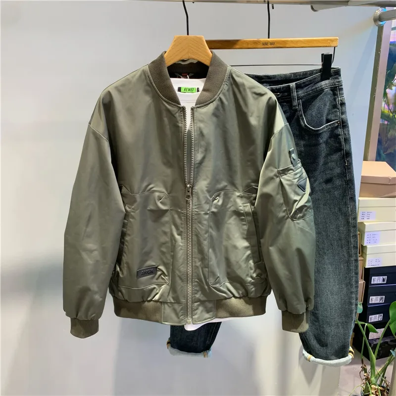 

Весенне-осенняя новая простая однотонная спортивная куртка с воротником-стойкой, модная мужская рабочая куртка на молнии