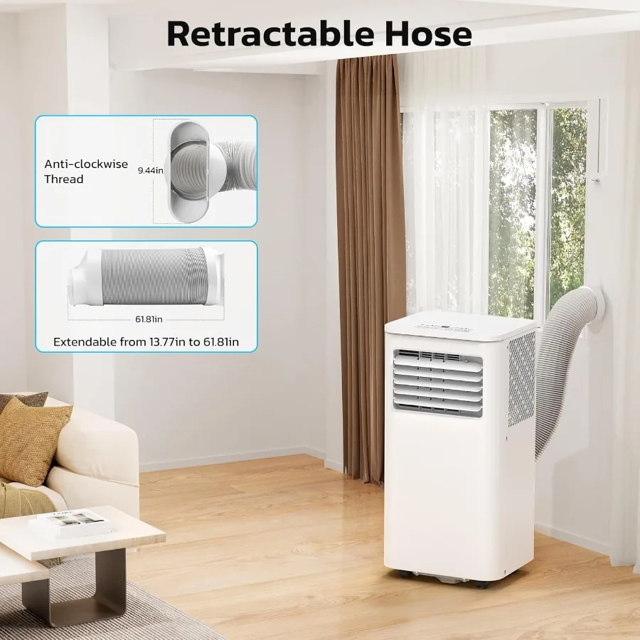 مكيفات هواء محمولة بقدرة 8000 وحدة حرارية بريطانية مع 4 أوضاع بما في ذلك مروحة مزيل الرطوبة الرائعة وإعدادات النوم تتميز بوظيفة مؤقت 24 ساعة