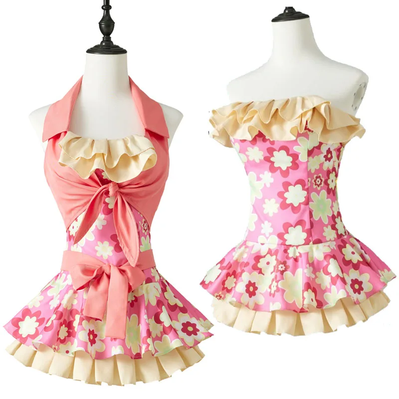 

Aikatsu! Hoshimiya Ichigo Cosplay Swimsuit Cute Girl High Waist Slimming Cover up Ruffle Bandeau Flower Swimwear Bathing Suit