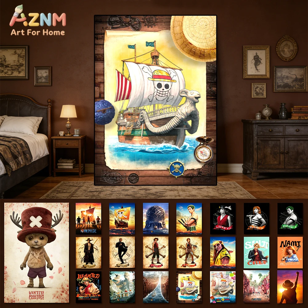 AZNM - Lienzo Decorativo con Diseño del Barco Going Merry de One Piece, Impresión de Anime para Decoración de Habitaciones de Fans