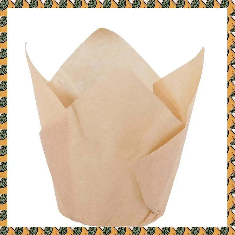 

A77I 1000Pcs Tulip Cupcake Baking Cups, Muffin Baking Liners Holders, Rustic Cupcake Wrapper, Brown, White And Nature Color