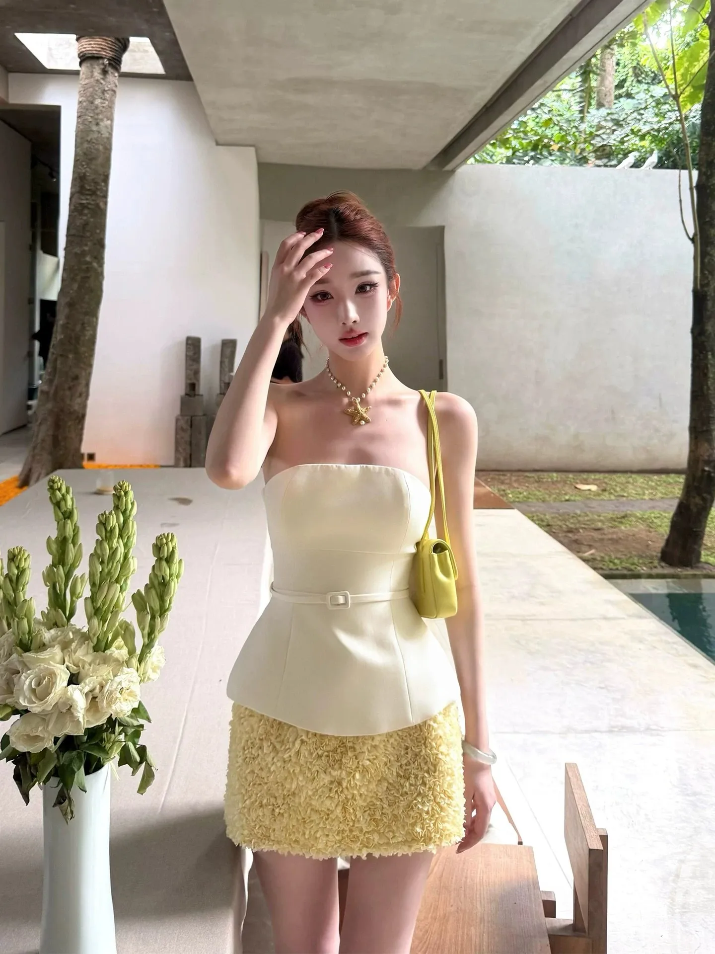 

Slimming Micro plus Size Set with Bustier Top And Short Skirt Women's Summer Fashion Casual High Waist Bodycon Outfit