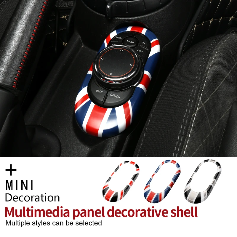 Car Union Jack Interior Sticker Center Console Multimedia Circle Cover Case Shell Protective Sticker For M Coope r F 55/56/57