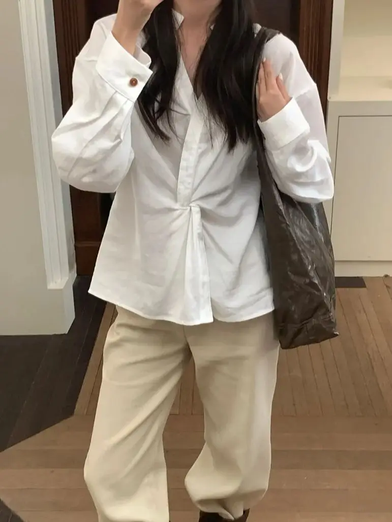 

Alien Kitty White Women Shirts Autumn Chic Fashion New 2025 OL Full Sleeve Slim Casual Daily Solid Mujer Close Waist Elegant