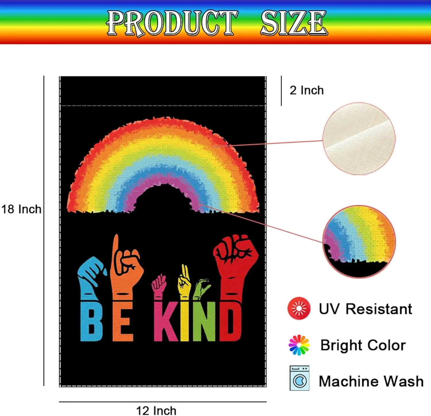 Rainbow Pride Garden Flag Be Kind Small Flags for Outside, 12x18 Inch LGBTQ Parade Gay Pride Lesbian Transgender Bisexual Do MMZ - view 3
