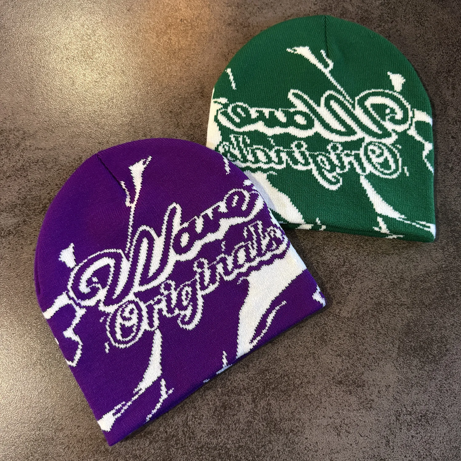 Double-sided Letter Jacquard Knit Hats Spring Autumn Warm Beanies Unisex Cold Cap Skiing Skullcap Women Men Windproof Y2K Bonnet