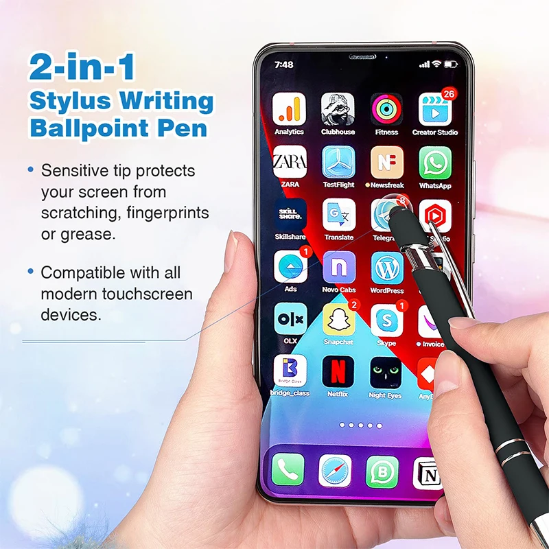 Regalo della penna a sfera della penna dell'asta di alluminio del Touch Screen della colla dello spruzzo della pressa del metallo 12Pcs