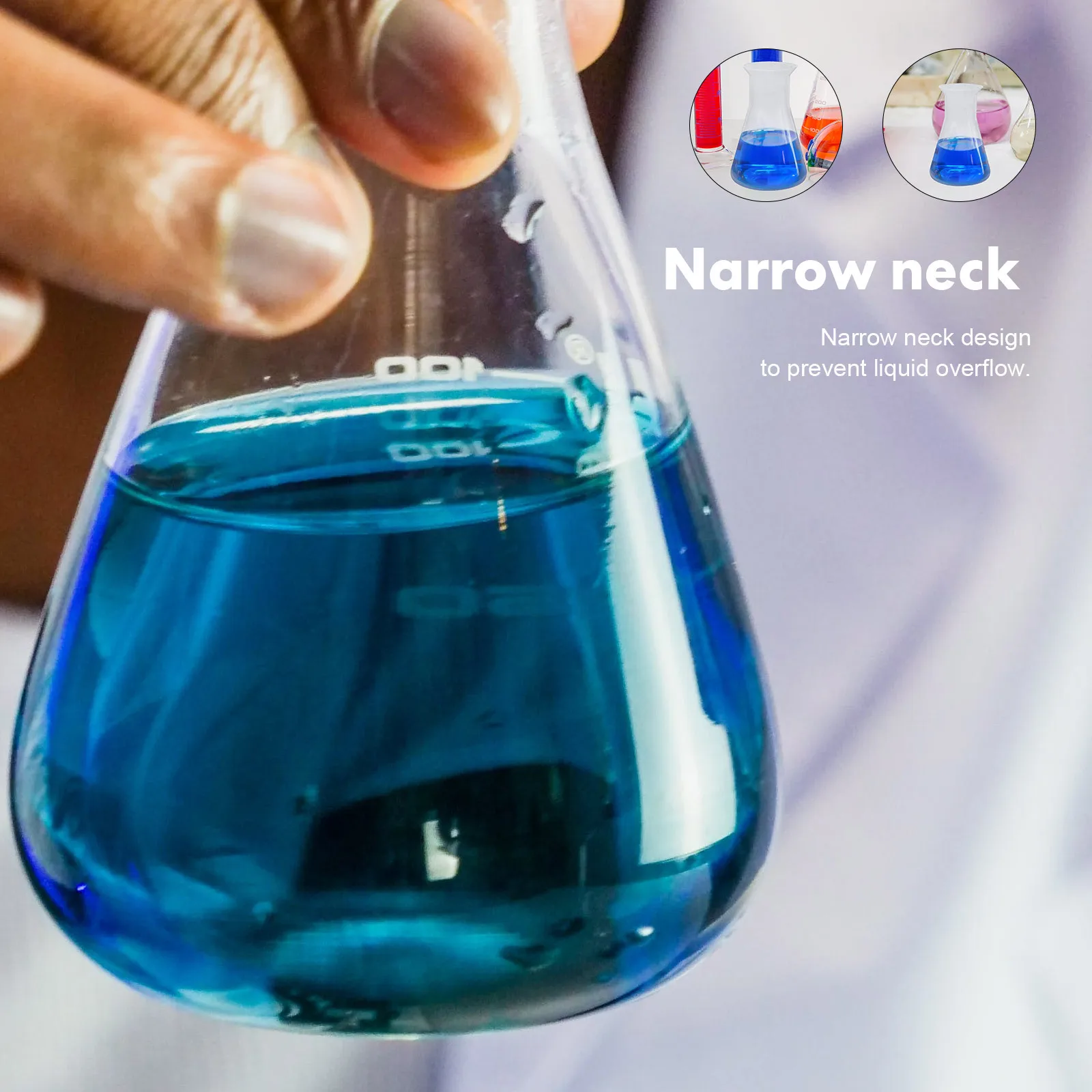 6 قطعة البلاستيك Erlenmeyer 100 مللي قارورة مختبرية متدرجة مجموعة مختبر الكيمياء العلوم استخدام قارورة مخروطية تخزين معدات التدريس #5